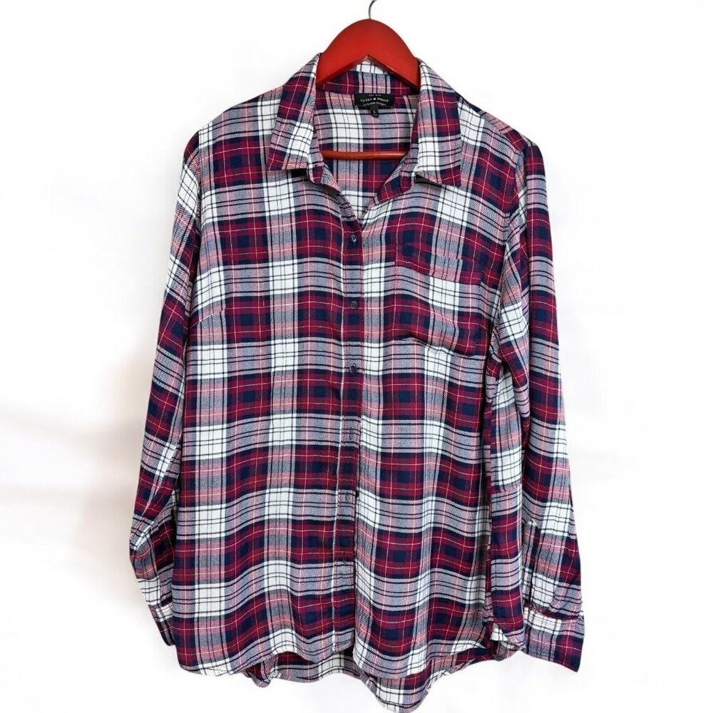 Lucky Brand Red‎ Plaid Split Back Button Down Shirt